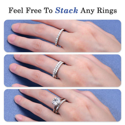 Stackable Half Eternity Rings Bands Sparking 2mm Moissanite Wedding Engagement Ring 925 Silver for Women Gifts Jewelry