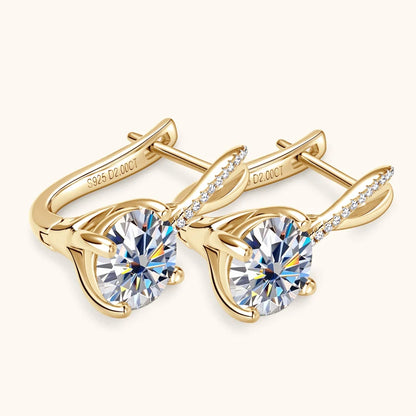 D2.0CT Moissanite Drop Huggie Earrings Real 925 Silver Women Gold Plated Hoops Infinite Earring Certified Wedding Jewelry