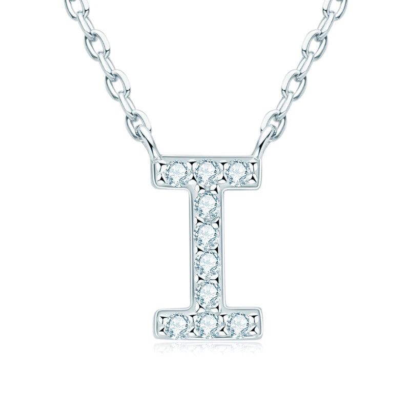 Initial Moissanite 26 Letter Pendant Necklace for Women Men Real Silver 925 Name Pendant Fine Jewelry Valentine's Day Gift