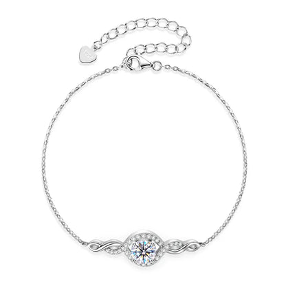 2025 1CT 6.5mm Infinity Moissanite Bracelet 925 Silver Adjustable Chain Evil Eye Bracelets for Women Hand Jewelry Gift GRA
