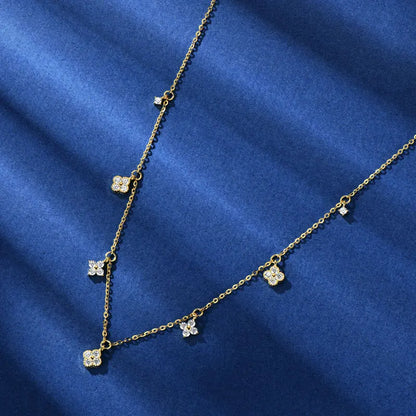 2mm Moissanite Pendant Necklace for Women 925 Silver Four Clover Flower Clavicle Necklaces Charm Valentine Gift 2025 Trend