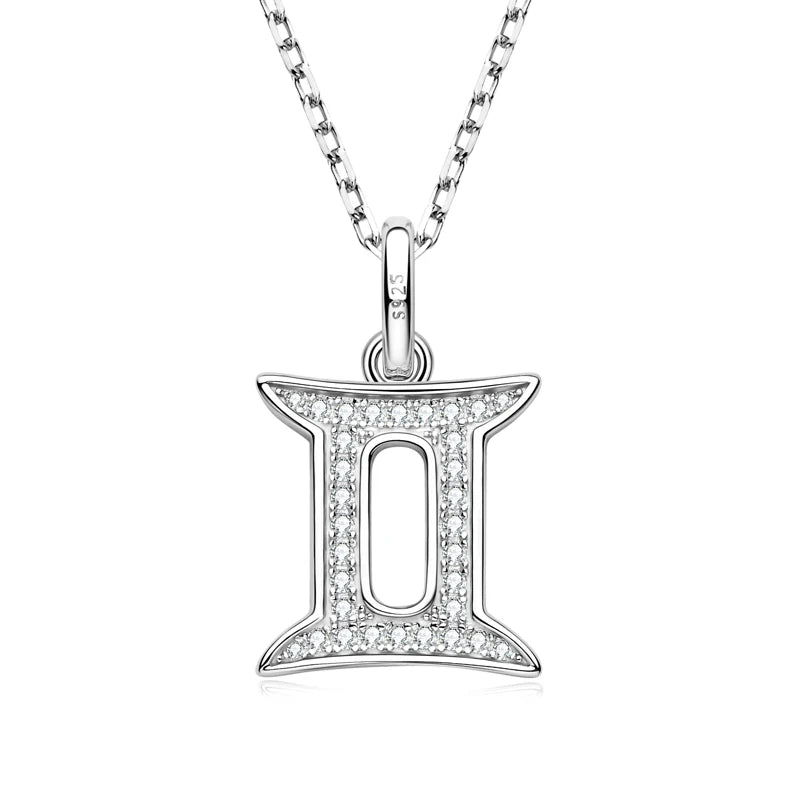 925 Sterling Silver Zodiac Sign 12 Constellation Pendant Micro-Set 1mm Moissanite Necklace Charm For Women Jewelry Birthday Gift