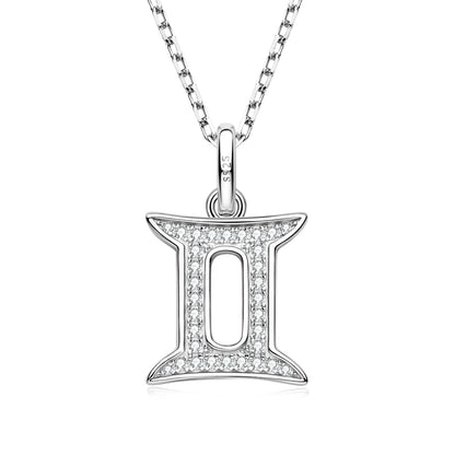 925 Sterling Silver Zodiac Sign 12 Constellation Pendant Micro-Set 1mm Moissanite Necklace Charm For Women Jewelry Birthday Gift