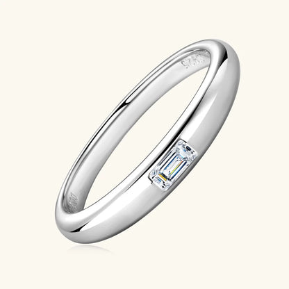 18k Gold Plated 925 Silver Engagement Wedding Ring for Women Moissanite 0.2ct D Color Emerald Cut Rectangle Promise Band Jewelry