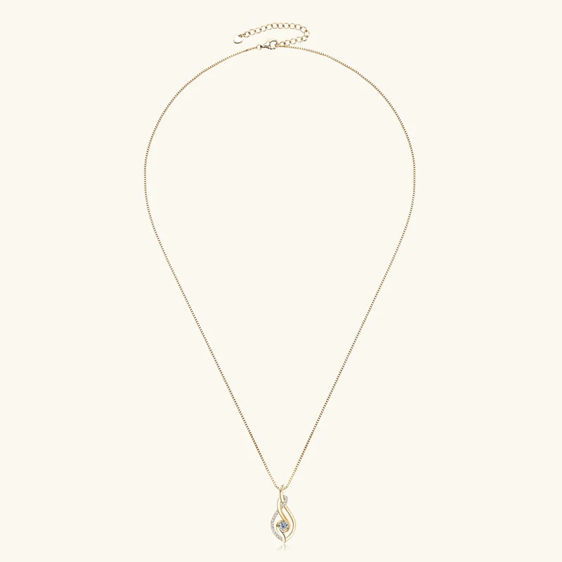 925 Sterling Silver 4mm Round Moissanite Twist Pendant Necklace Gold Plated Sparking Diamond Party Jewelry for Women Gifts