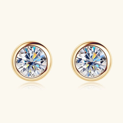 10K Real Gold 2.1mm D Moissanite Studs Mini Earrings Yellow Gold Simple Wedding Jewelry for Women Men Couple Bezel Lab Diamond