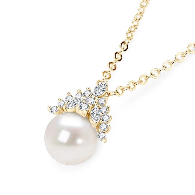 7-8mmFreshwater Pearl Crown Pendant Necklace s925 Silver Adjustable Chain Luxury Fine Jewelry for Women Gift 2025 Trendy