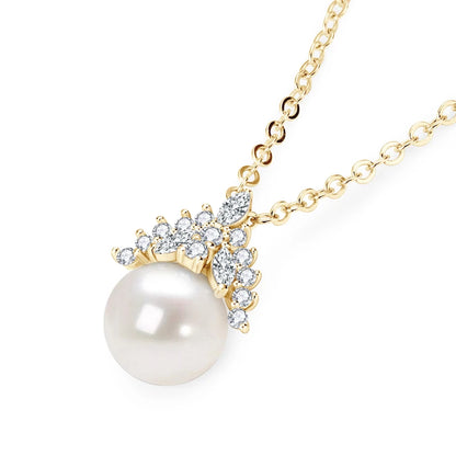 7-8mmFreshwater Pearl Crown Pendant Necklace s925 Silver Adjustable Chain Luxury Fine Jewelry for Women Gift 2025 Trendy