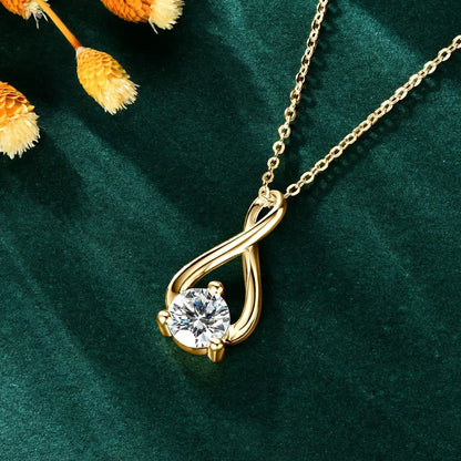 6.5mm 1ct D Moissanite Infinity Pendant Necklace for Women Silver 925 Adjustable Chain 8mm 2ct Lab Diamond Infinite Charm Gifts
