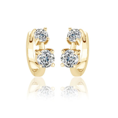 6.5mm&4mm Double Moissanites Hoop Earrings with GRA Certificate for Women Gold Plated Real 925 Silver Wedding Jewelry Gift