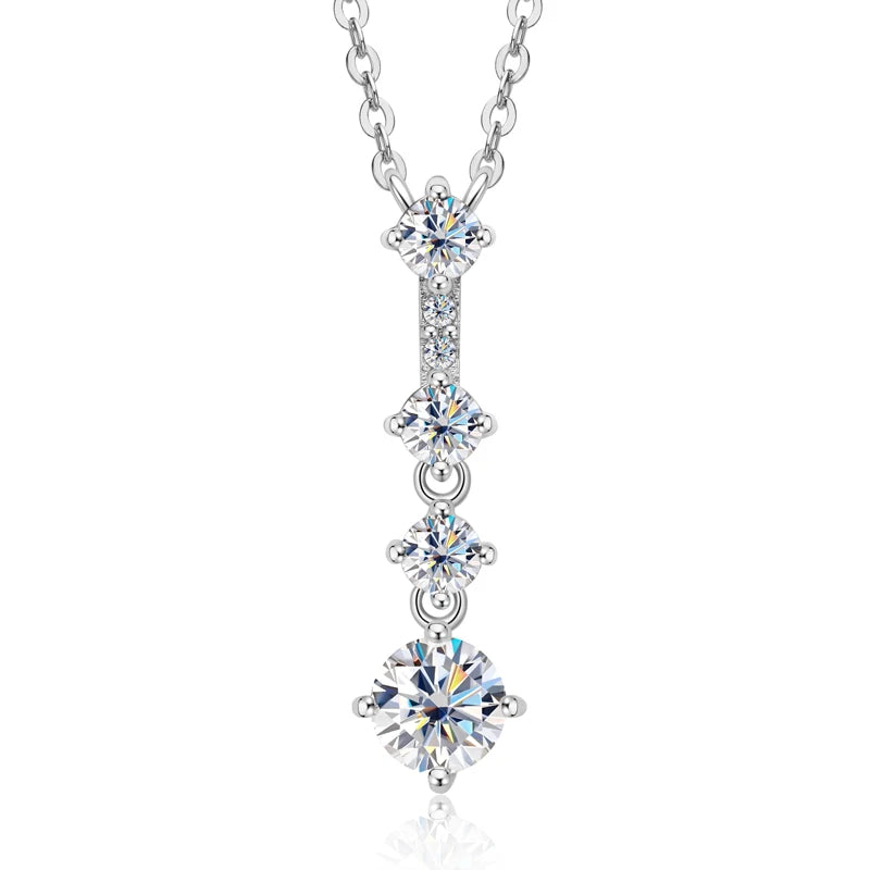 D Color VVS1 All Moissanite Long Pendant Necklaces With GRA Silver 925 Real Women's Accessories Jewelry Engagement Gift