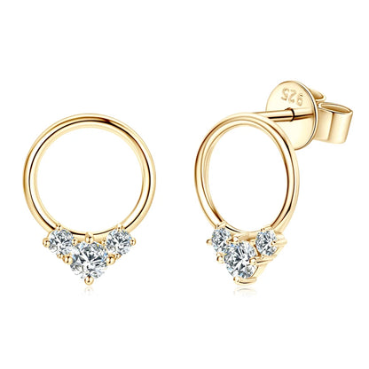 3-stone D Color Moissanite Drop Earrings 925 Silver Simple Circle Studs Piercing Earring Wedding Jewelry for Women Gift 2024 New