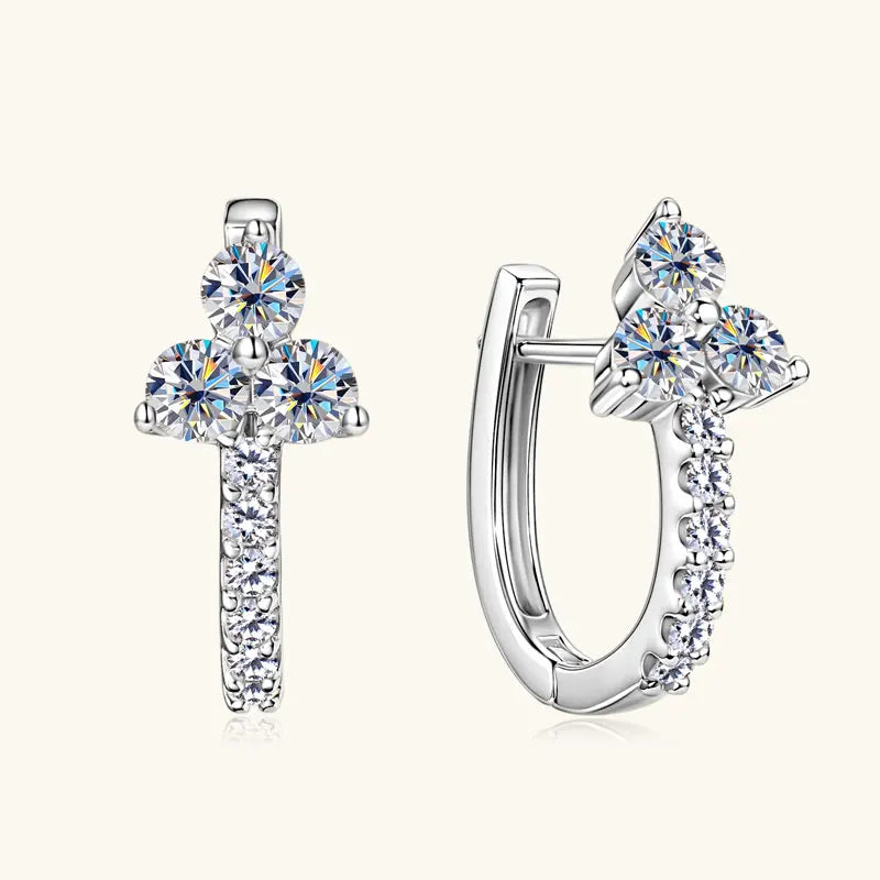 3mm&1.5mm Moissanite Hoop Earrings for Women 925 Sterling Silver Delicate U Shaped Huggie Earrings 2025 Wedding Jewelry