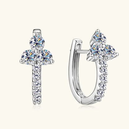 3mm&1.5mm Moissanite Hoop Earrings for Women 925 Sterling Silver Delicate U Shaped Huggie Earrings 2025 Wedding Jewelry