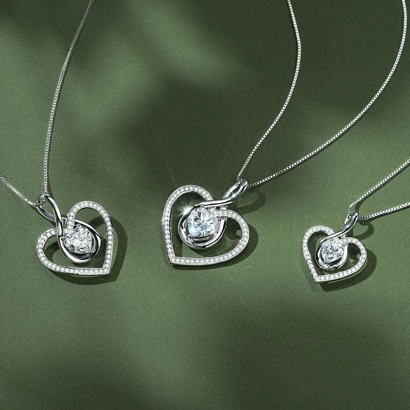 1CT 2CT 3CT Heart Cut Moissanite Pendant Necklace 925 Silver Adjustable Chain for Women GRA Certified Jewelry 2025 Gifts