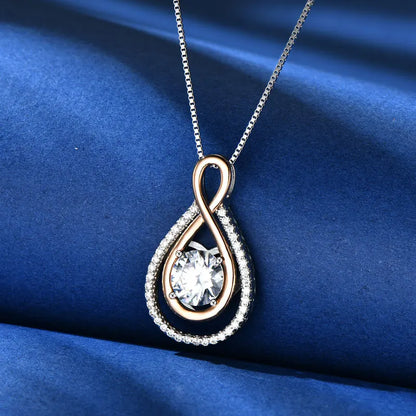 3CT 1CT 2CT D Moissanite Pendant Infinity Necklace S925 Silver Adjustable Chain for Women Gift Jewelry 6.5mm 8mm 9mm Lab Diamond
