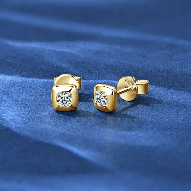 3mm 0.1ct D Moissanite Earrings 925 Sterling Silver Square Stud Earrings for Women Men Couples GRA Fine Jewelry 2025 Gifts