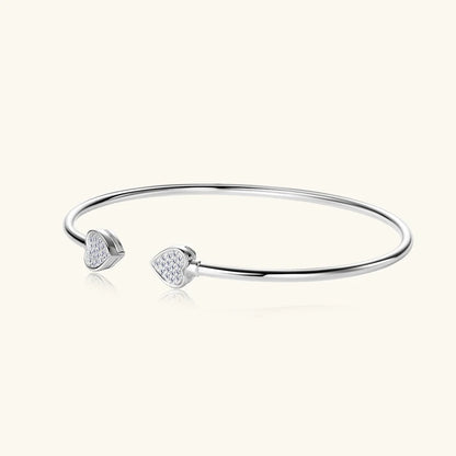 Love Heart Moissanite Cuff Bangle 925 Silver for Women Certified Simple Charm Open Bracelet Jewelry 18k Gold Plated Gifts