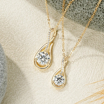 2025 Luxury 1CT 2CT 3CT Round Moissanite Infinity Pendant Necklace for Women Adjustable Chain S925 Silver Valentine's Gift