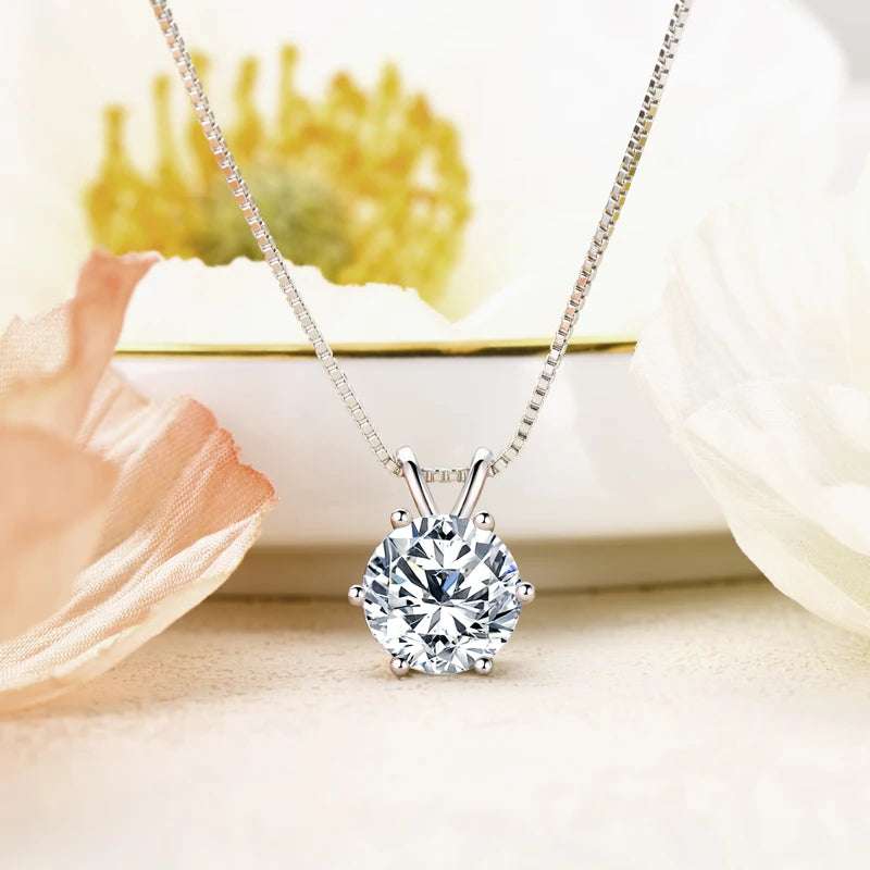 Classic 2.0CT 3.0CT Moissanite Pendant Necklace for Women Sparking Diamond Necklaces 925 Silver Jewelry Engagement Gifts