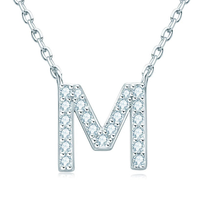Initial Moissanite 26 Letter Pendant Necklace for Women Men Real Silver 925 Name Pendant Fine Jewelry Valentine's Day Gift