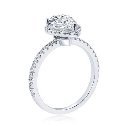 Original 925 Sterling Sliver Wedding Promise Ring 2.0 Carat Pear Cut Moissanite Ring Bands for Women Engagement Jewelry