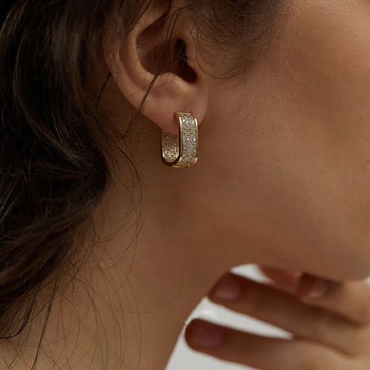 Original Full Moissanite Earrings Women Square Hoop Earrings Silver 925 Trendy Wedding Party Jewelry with GRA Certificate