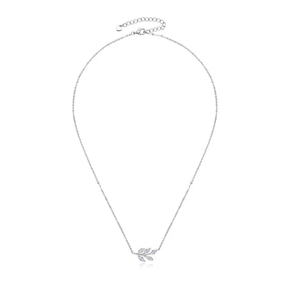 D0.90CT Marquise Cut Moissanite Leaf Pendant Necklace for Women Adjustable Chain 925 Sterling Silver Lab Diamond 40+5cm