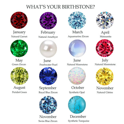 12 Birthstone Infinity Pendant Necklace for Women 925 Silver Colorful Gemstone 6.5mm Moissanite Zirconia Jewelry Birthday Gift