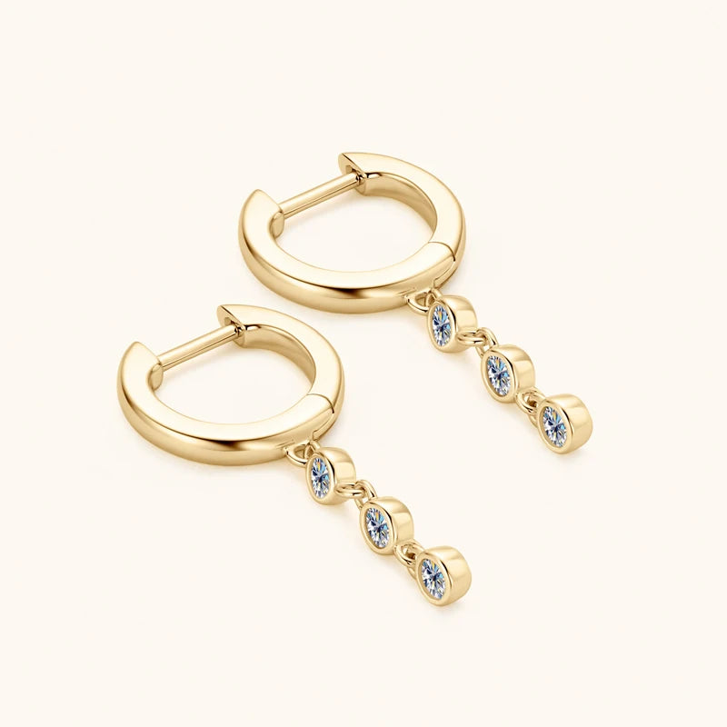 2023 Hoops Earring Moissanite Drop Long Hanging Earrings 925 Sterling Silver for Women Jewelry Created Diamond 2.5mm(0.06ct)