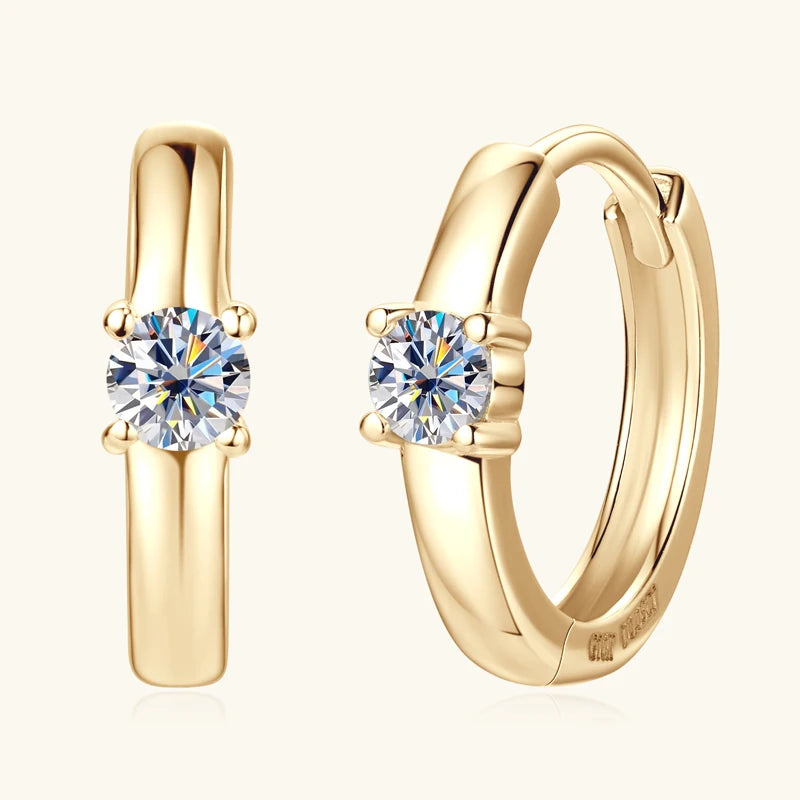 10K Real Gold Hoop Earrings for Women 2.5mm D Color Moissanite Diamond Earrings Mini Hoops Yellow Gold Wedding Jewelry with GRA
