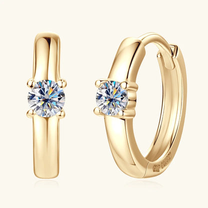 10K Real Gold Hoop Earrings for Women 2.5mm D Color Moissanite Diamond Earrings Mini Hoops Yellow Gold Wedding Jewelry with GRA