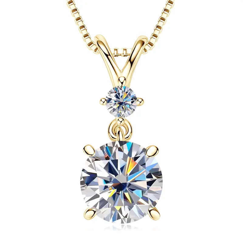 1CT 2CT 3CT Moissanite Pendant Necklace for Women 925 Silver Adjustable Chain Sparking Two Stones Necklaces Gift Valentine