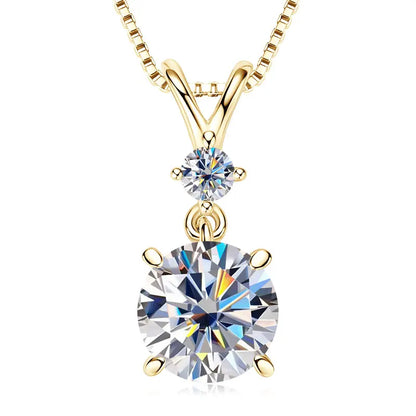 1CT 2CT 3CT Moissanite Pendant Necklace for Women 925 Silver Adjustable Chain Sparking Two Stones Necklaces Gift Valentine