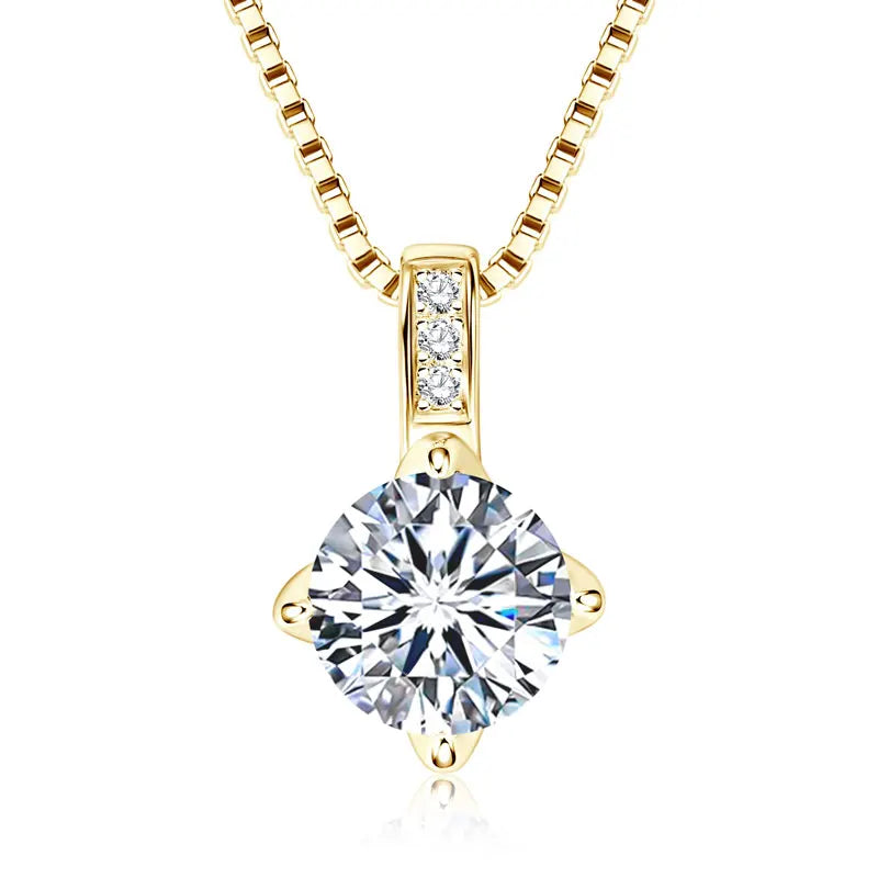 2025 Sparking 1ct 2ct 3ct D Moissanite Pendant Necklace for Women Adjustable 925 Silver Chain Fine Jewelry Valentine's Day Gift