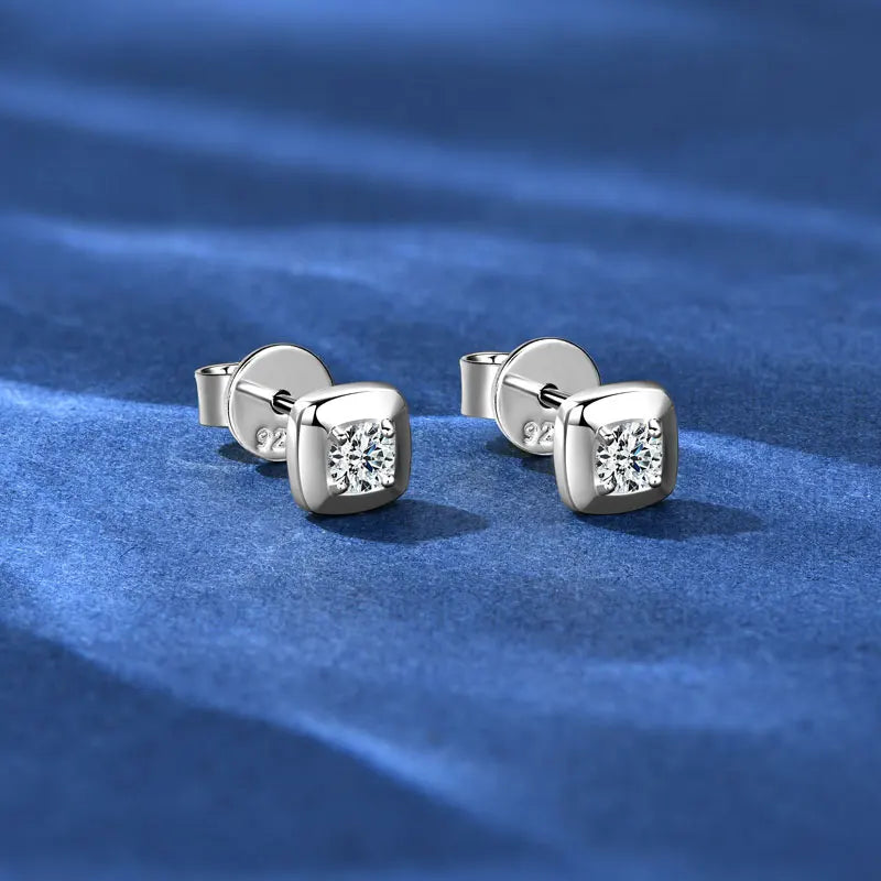 3mm 0.1ct D Moissanite Earrings 925 Sterling Silver Square Stud Earrings for Women Men Couples GRA Fine Jewelry 2025 Gifts