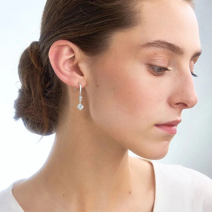 New D1.13CT Moissanite Drop Earrings Silver 925 Gold Plated Wedding Hook Earrings for Women Jewelry with GRA Certificate