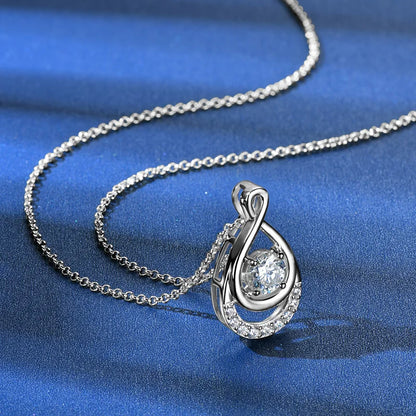 2025 1.0 carat 6.5mm Moissanite Infinity Pendant Necklace Adjustable 925 Silver Chain for Women Fine Jewelry Gift Birthday