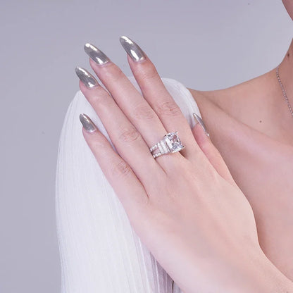 Luxury 6 Carat Cushion Cut Diamond Engagement Ring 925 Sterling Silver Wedding Band Jewelry for Women Rings AAAAA Cubic Zircon