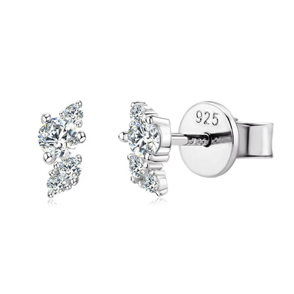 Cute Leaf-shape Moissanite Earrings 925 Sterling Silver Mini Studs Piercing Ear Earrings for Women Jewelry GRA Certificate