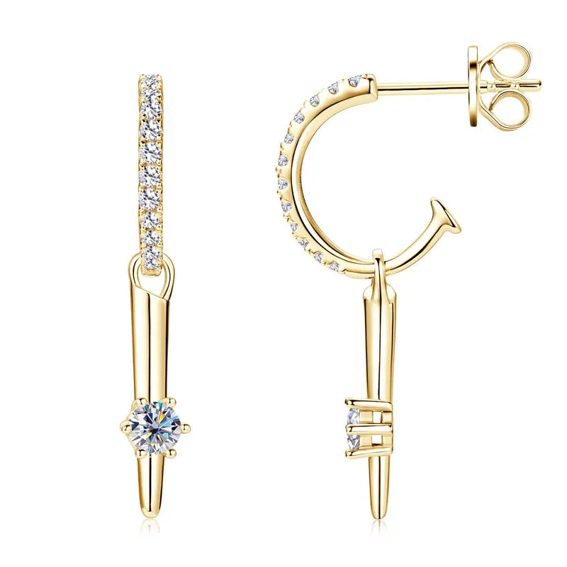 925 sterling silver moissanite stud earrings Fashion women's half-open hoop drop earrings dual use jewelry original 2025