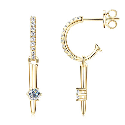 925 sterling silver moissanite stud earrings Fashion women's half-open hoop drop earrings dual use jewelry original 2025