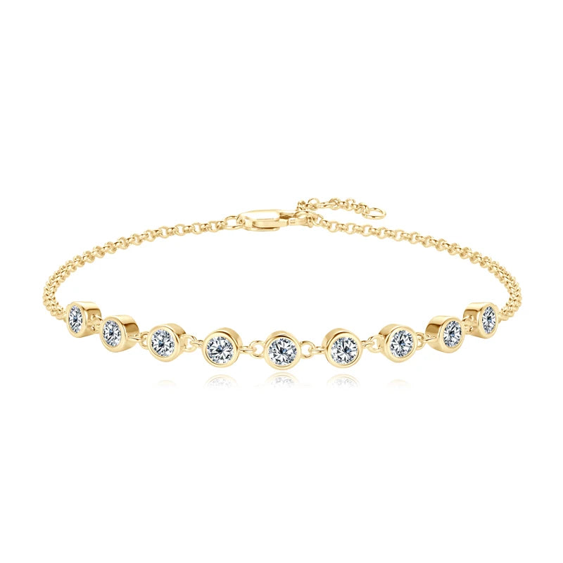Fashion 925 Sterling Silver Bubble Bracelet 2.5mm D Color Bezel Moissanite Bracelets for Women Birthday Gift Fine Jewelry