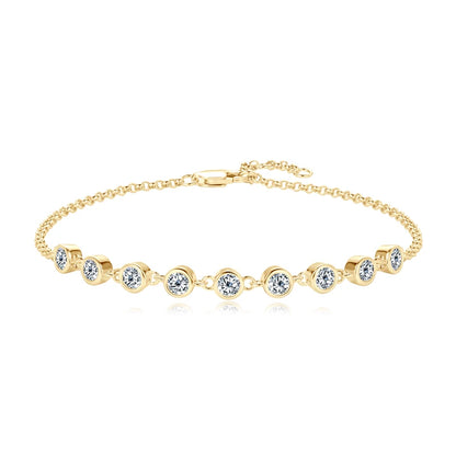 Fashion 925 Sterling Silver Bubble Bracelet 2.5mm D Color Bezel Moissanite Bracelets for Women Birthday Gift Fine Jewelry