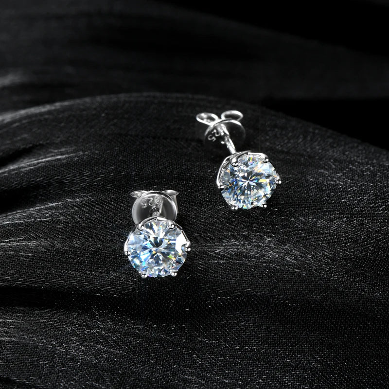 Real 3-6.5mm D Color 2CT Moissanite Diamond Stud Earrings 925 Silver for Women men Piercing Earrings Classic Jewelry Certificate