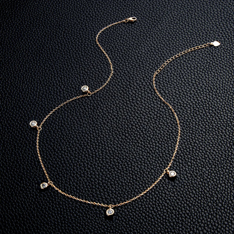 Luxury 2.5/4.0mm Moissanite Necklace for Women Original Silver 925 Gold Color Chain Choker Jewelry with GRA Certified 18''