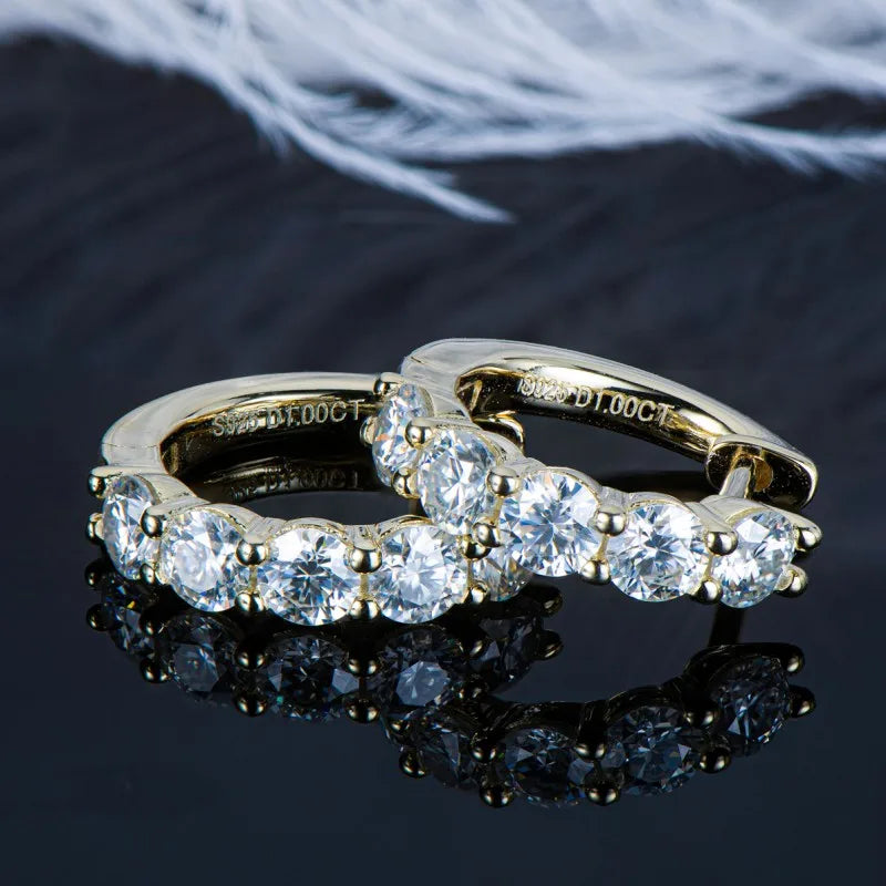 Luxury Moissanite Hoop Earrings 3.5mm 1.0ct 925 Sterling Silver for Women Jewelry Sparking Diamond Wedding Party Earring