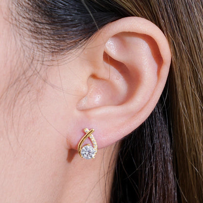 Korea Fishtail Cross Earrings Real 925 Sterling Silver 0.5ct D Color Moissanite Stud Trendy Earring for Women Daily Wear Jewelry