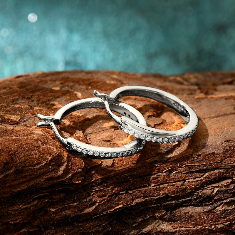 Classic Real Moissanite Hoop Earrings for Women 925 Silver 18K Gold Plated Clip Earrings Wedding Jewelry Gift 2024 New