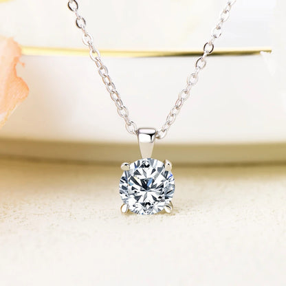 2025 Sparking 1ct 2ct 3ct D Moissanite Pendant Necklace for Women Adjustable 925 Silver Chain Fine Jewelry Valentine's Day Gift